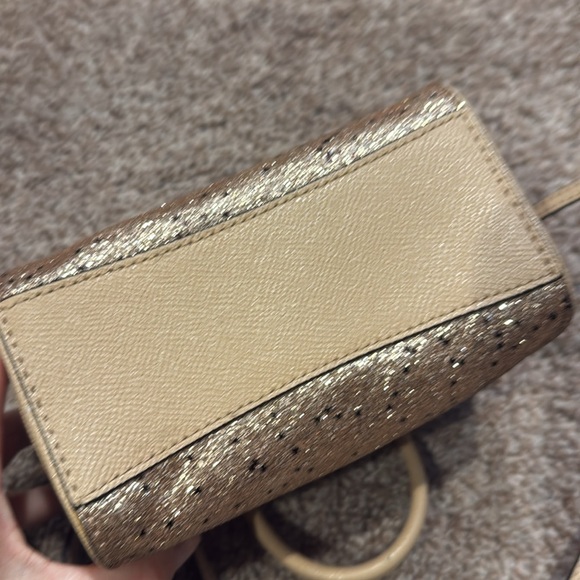 Coach Bag Mini Bling Crossbody Handbag Zipper Closure Gold Adjustable Strap - Picture 4 of 8